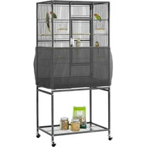 KNUTI Universal Bird Cage Seed Catcher Universal Mesh Skirt Cover Stretchy Small Animal Cages Cover Pet Removable Durable Protector - Black - XL