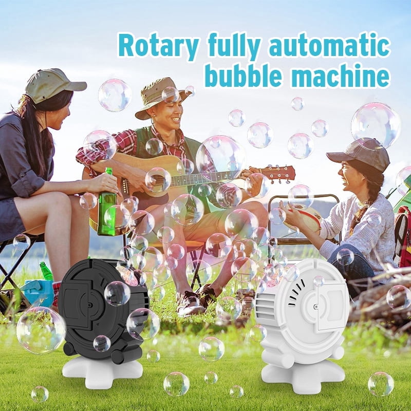 KNYYSECQ 1 black bubble machine 10 packs of bubble granules outdoor wedding activity game 360 ° rotating bubble machine children's toy gift
