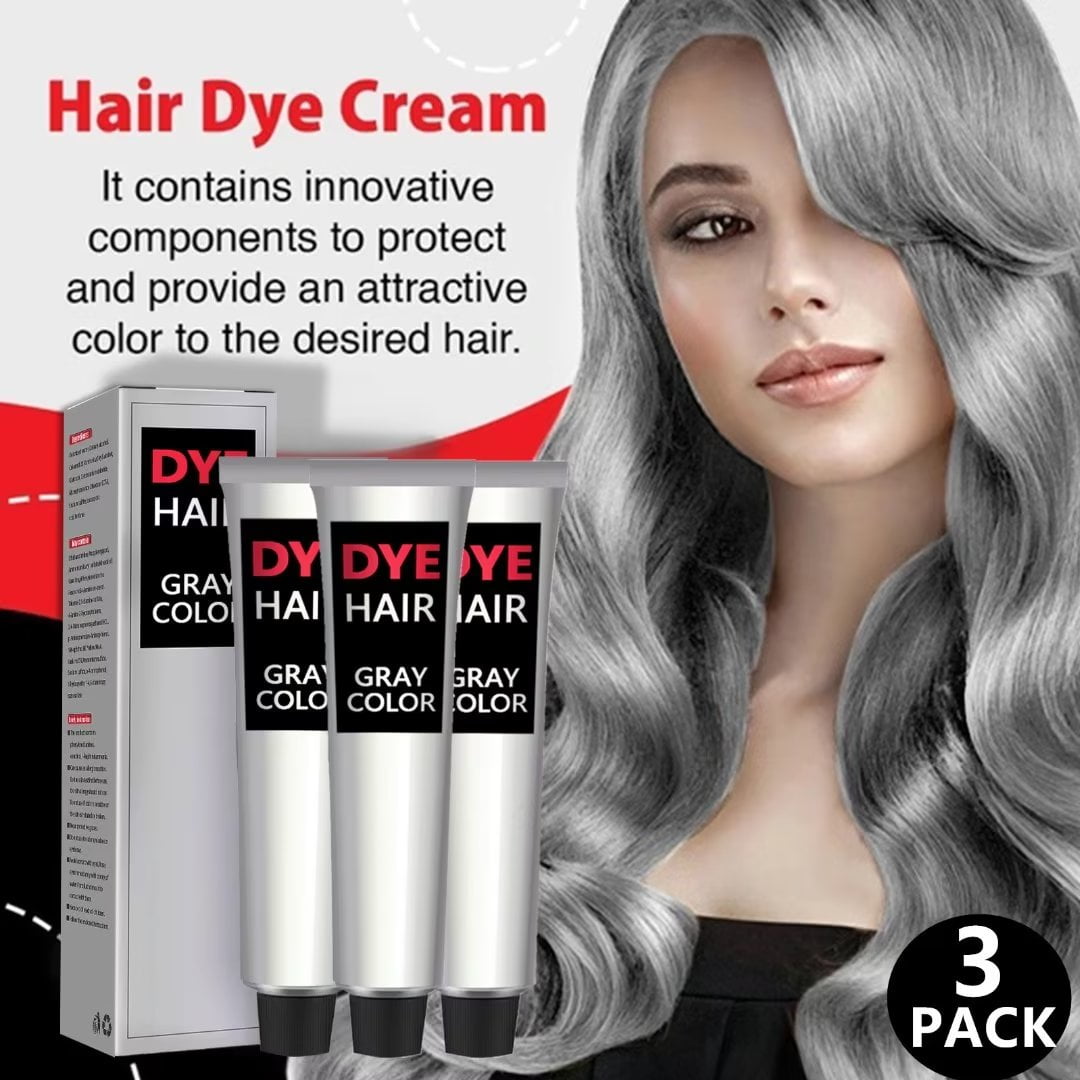 KNing 3 PACK 100ml Gray Color Hair Dye Cream Unisex Smoky Gray Punk