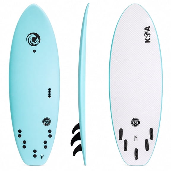 KO'A Lemon Pop 5ft 10in Small Wave - Soft Top Foam Surfboard - Includes Leash and Fins