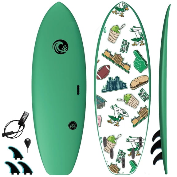KO'A Lemon Soft Top Short Foam Surfboard - Includes Leash + Fins