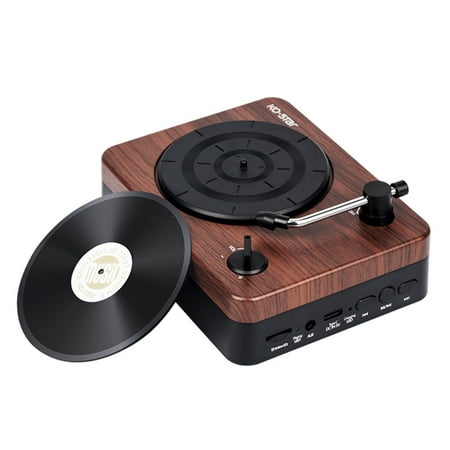 KO- Audio Player,Audio Player With Player Decoration Wood Color Vinyl Player Built-in Bt5.3 Portable With Ko Portable Entertainment Decoration Built-in Receiver Stereo Player Built-in Receiver