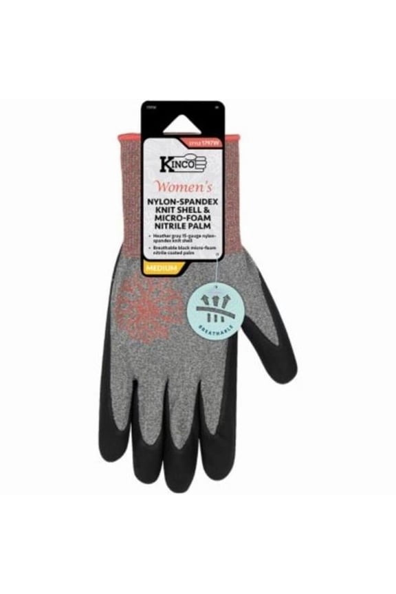 105869 Nylon Womens Gloves, Heather Gray - Large
