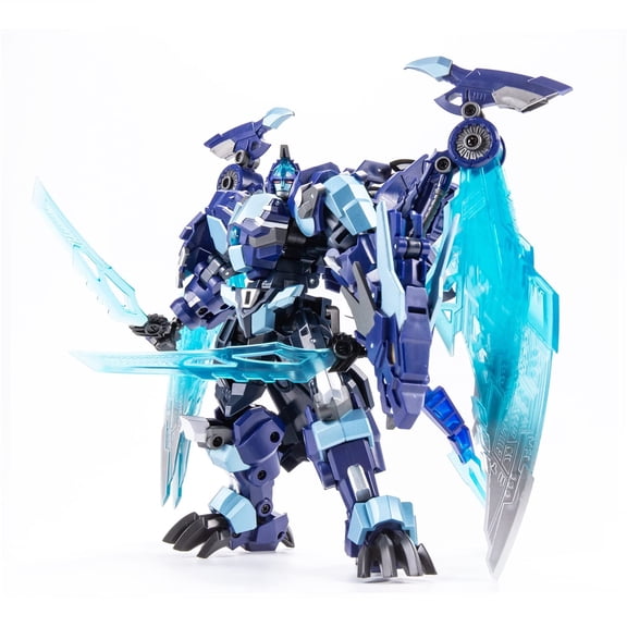KO Version 2-in-1 Flying Dragon Robot Toy,Commander Flame Flying Dragon Beast War Blue Fire Dragon Dinosaur Model Action Figure Robot Model