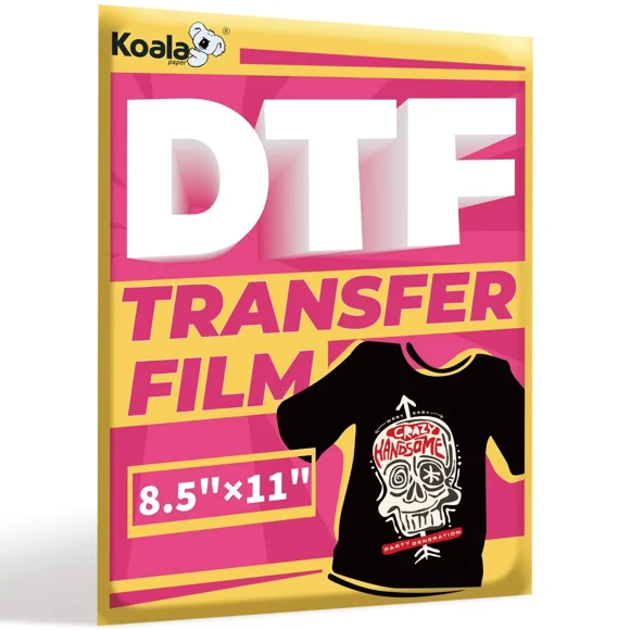KOALA DTF Film 8.5x11 Clear Sublimation Paper for Dark Fabrics, 50 Sheets Direct to Film Heat Transfer Paper