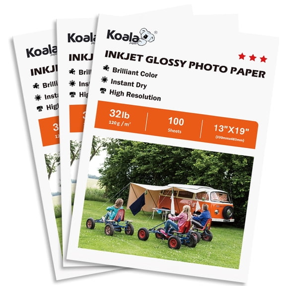 KOALA Double Sided Glossy Photo Paper 13x19 inch, 32lb, 300 Sheets, 120gsm Thin  A3+ Inkjet Printer Paper Double-sided printable