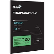 KOALA Transparency Film for Inkjet+Laser+Copier Printers - 8.5 x 11 Inch 20 Sheets Printable Clear Film Paper for Overhead Projector, Presentation, Craft Projects