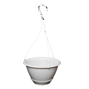 KOBA 10" Round Hanging Basket Planter with Saucer, White, 10 Count