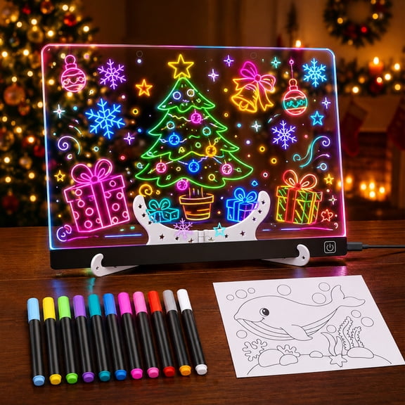 KOBAIBAN LED Drawing Board for Kids with 12 Markers & 10 Tracing Sheets ...