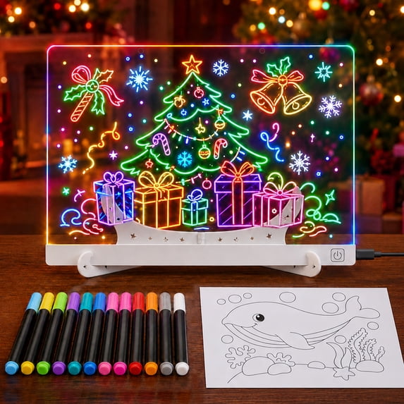 KOBAIBAN LED Drawing Board for Kids with 12 Markers & 10 Tracing Sheets ...