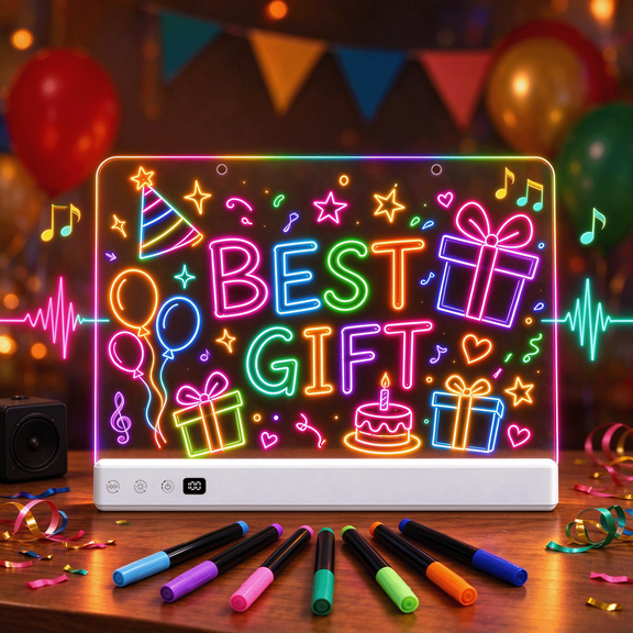 KOBAIBAN Rechargeable LED Drawing Board for Girls with 16 Lighting Modes, Music Sensor & Timer, Neon Light Up Drawing Tablet, Halloween Christmas Gift Toy for Kids/Girls/Teens