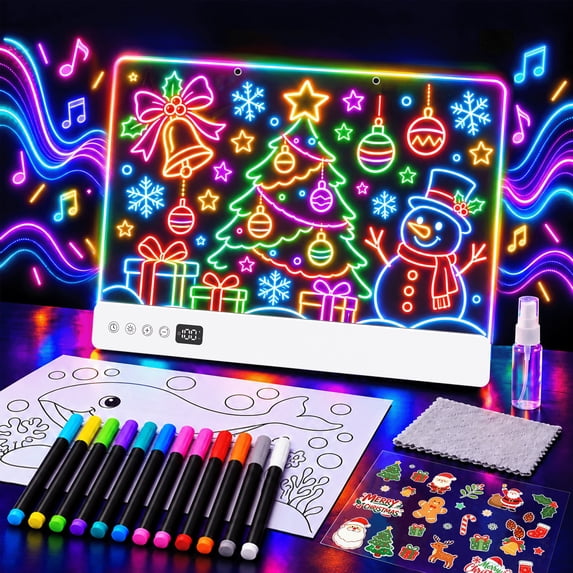 KOBAIBAN Rechargeable Light Up Drawing Board for Kids with Stickers ...