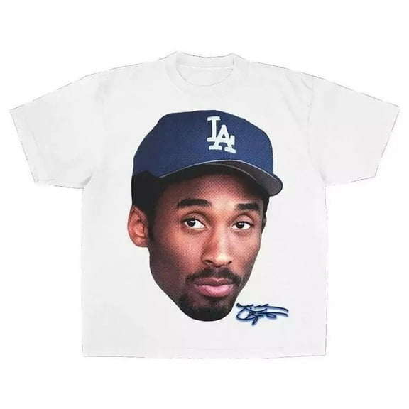 KOBE BRYANT BIG HEAD BASEBALL GRAPHIC WHITE T SHIRT SPORTS NEW RETRO VINTAGE