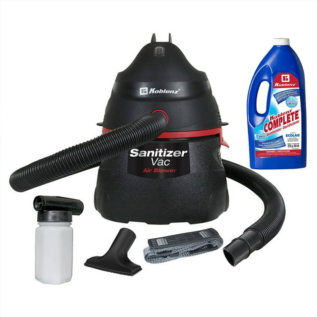 KOBLENZ WET/DRY VAC, 3 Gallon, 2 Peak HP with SANITIZER KIT shop vacuum