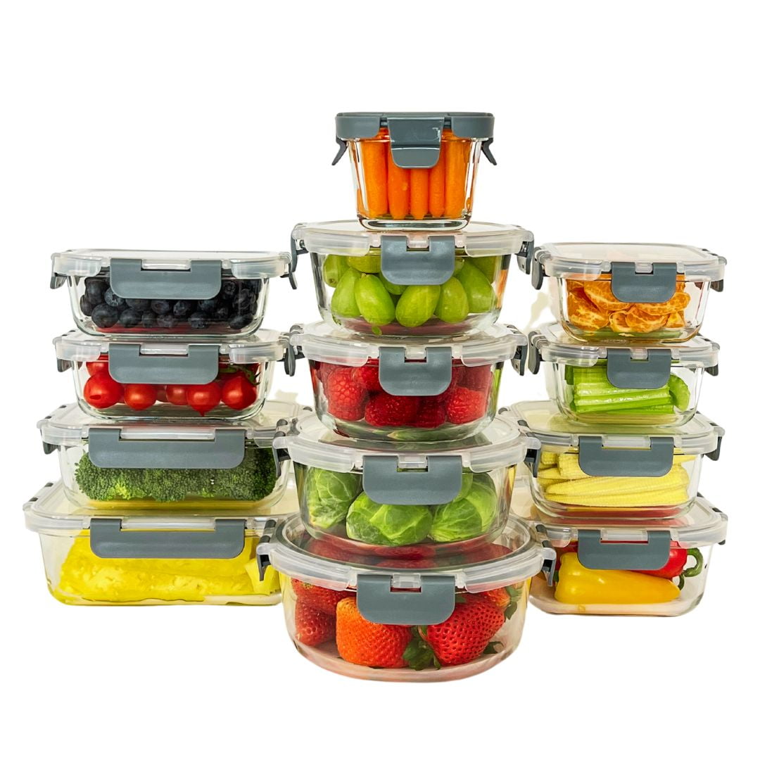 [20 Piece] Glass Food Storage Airtight & Leakproof Containers Set with Snap  Lock Lids, Bonus 2 Oven Silicone Gloves, Safe for Dishwasher, Oven