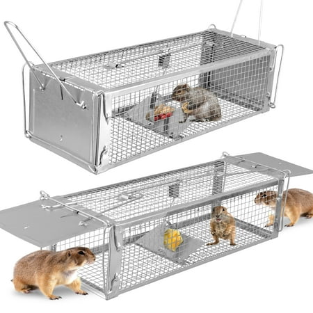 KOCASO Humane Rat Trap, Large 2-Door Mouse Trap, Catch and Release Live Animal Trap Cage for Squirrel Mice Gopher Vole Chipmunk Raccoon Rodent Groundhog Rabbit