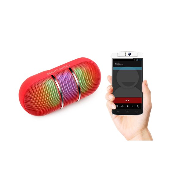 KOCASO Ultra-Portable Rainbow LED Wireless Speaker (Red)