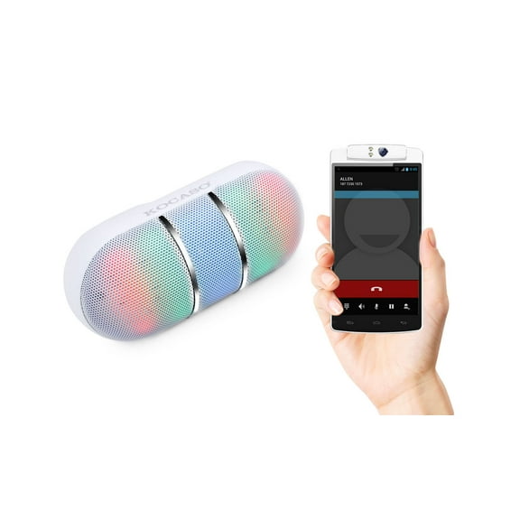 KOCASO Ultra-Portable Rainbow LED Wireless Speaker (White)