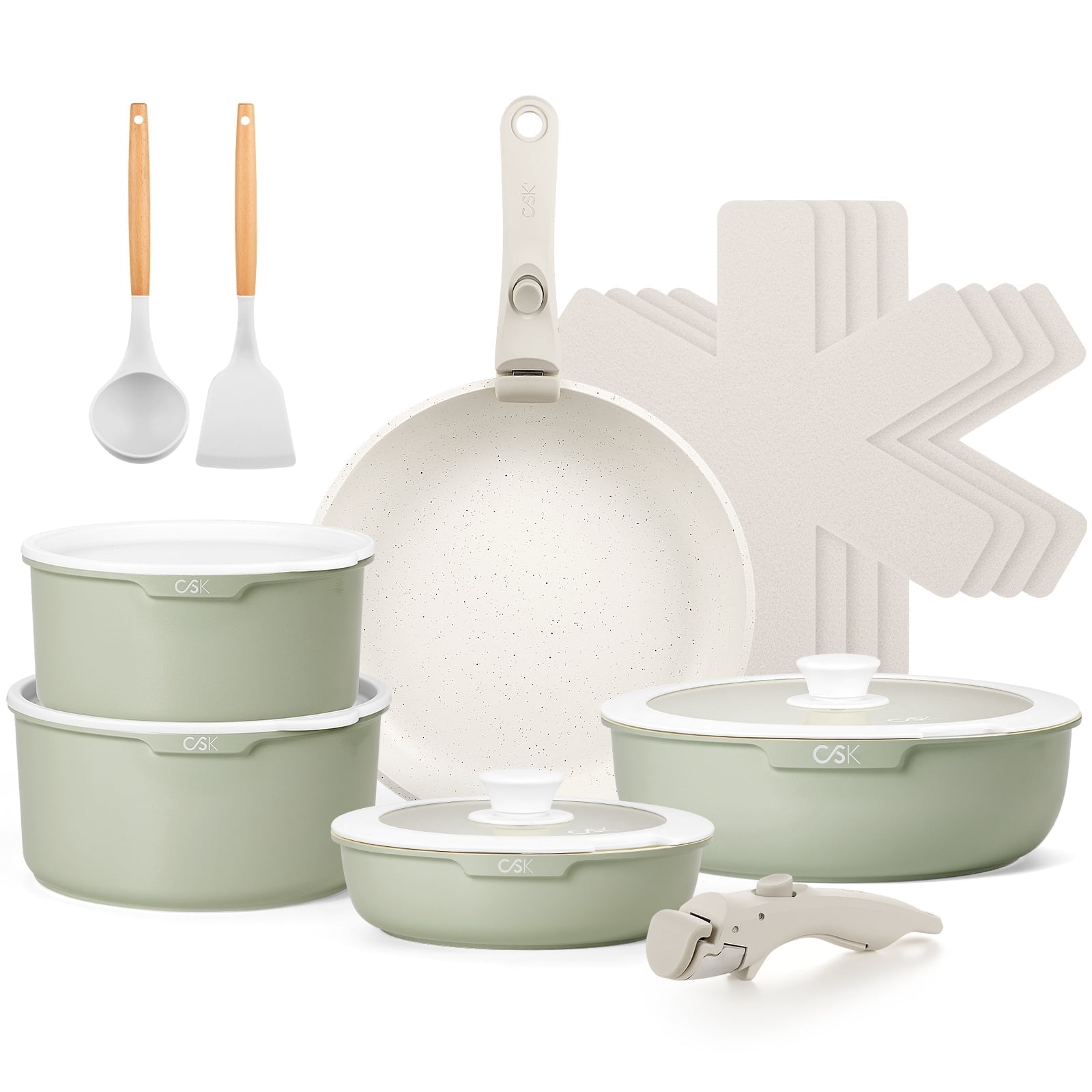 Koch Systeme CS 17 PCS Cookware Set with Removable Handle-Green ...