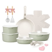 Koch Systeme CS 17 Piece Nonstick Cookware Set with Removable Handle, Induction Pots and Pans Set, Suitable for All Stoves, Green