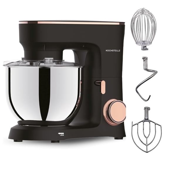 KOCHSTELLE Black Electric Stand Mixer, 6-Speed Adjustable, 660W Powerful Stainless Steel Planetary Mixer, Compact & Elegant Kitchen Mixer for Baking & Cooking