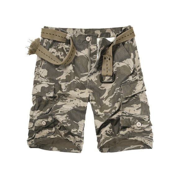 KOCTHOMY Cotton Cargo Short for Men, Relaxed Fit Camo Outdoor Hiking Work Comfor Casual Shorts with 9 Pockets (No Belt) Camo Size 38