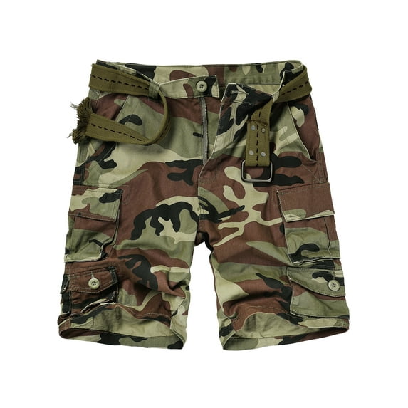 KOCTHOMY Cotton Cargo Short for Men, Relaxed Fit Camo Outdoor Hiking Work Comfor Casual Shorts with 9 Pockets (No Belt) Camo Size 38