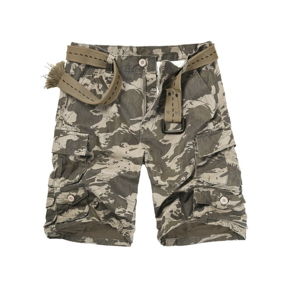 KOCTHOMY Cotton Cargo Short for Men, Relaxed Fit Camo Outdoor Hiking Work Comfor Casual Shorts with 9 Pockets (No Belt) Camo Size 42