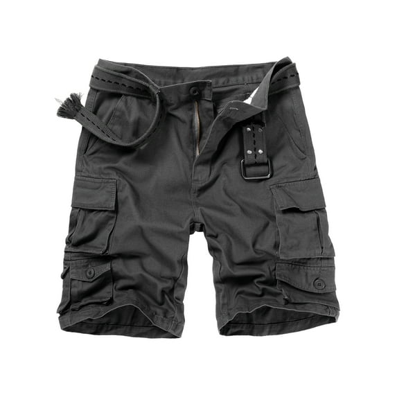 KOCTHOMY Cotton Cargo Short for Men, Relaxed Fit Camo Outdoor Hiking Work Comfor Casual Shorts with 9 Pockets (No Belt) Deep Gray Size 40
