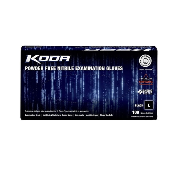 KODA NITRILE PF EXM GLV CHEM-FEN-DERM BLACK 10/100 –L