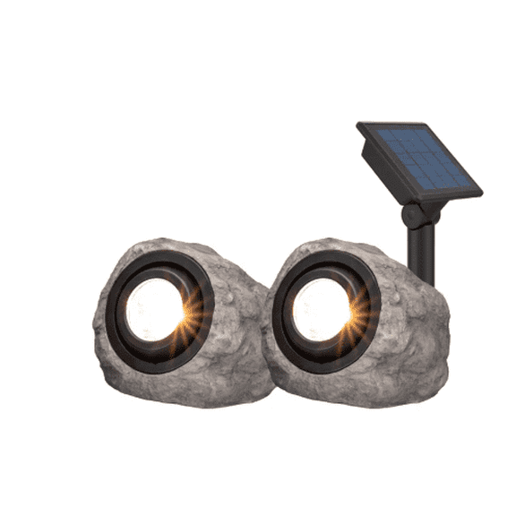 KODA Solar LED Rock Spotlight 2 Pack Outdoor Garden Lights with Solar Panel Adjustable Color 3000K 5000K Waterproof Landscape Lighting