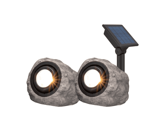 KODA Solar LED Rock Spotlight 2 Pack Outdoor Garden Lights with Solar Panel Adjustable Color 3000K 5000K Waterproof Landscape Lighting