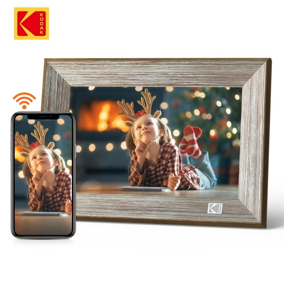 KODAK 10.1-inch WIFI Digital Photo Frame, Touch Screen with Grey Wood Tone Frame, Gift for Loved One