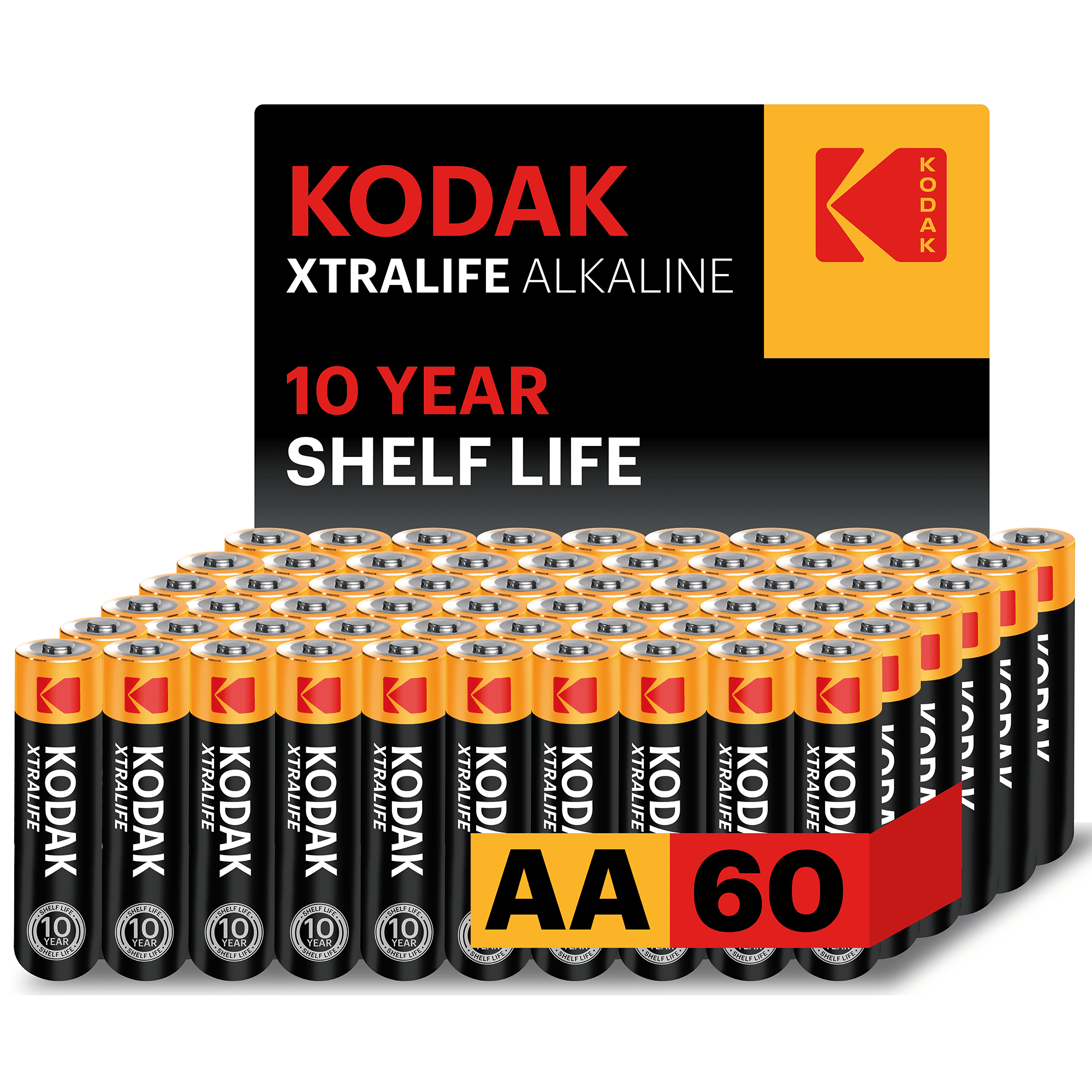 Kodak Xtralife AA Alkaline Batteries, 60 Count