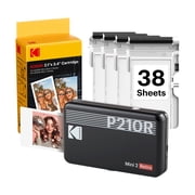 KODAK Mini 2 Retro 4PASS Portable Photo Printer 2.1x3.4 inches + 38 Sheets Bundle, Black
