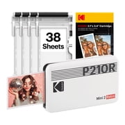 KODAK Mini 2 Retro 4PASS Portable Photo Printer 2.1x3.4 inches + 38 Sheets Bundle, White