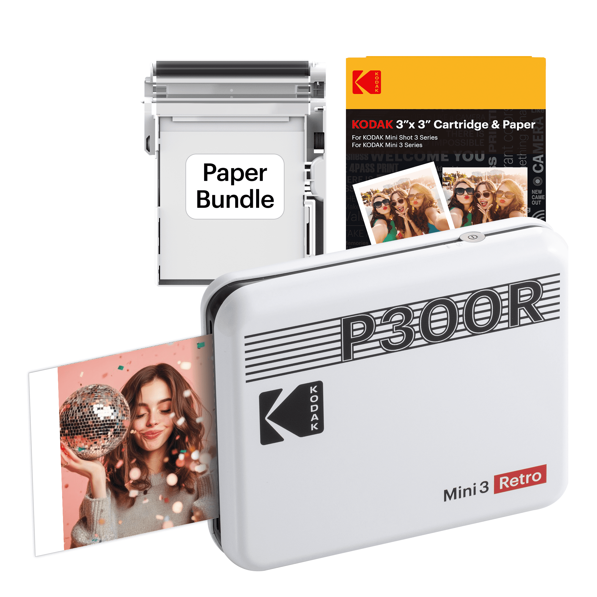 Kodak Mini 3 Retro Instant Portable Photo Printer, 3x3 Inches, 68