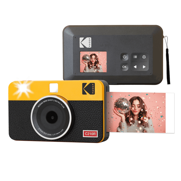 KODAK Mini Shot 2 Retro 4PASS 2-in-1 Instant Camera and Photo Printer (2.1 X 3.4 inches) + 8 Sheets, Yellow