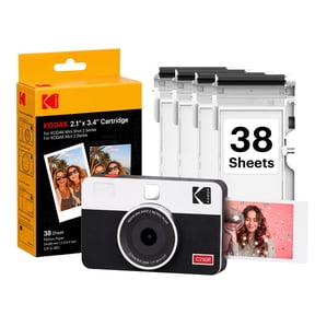 KODAK Mini Shot 2 Retro 4PASS 2-in-1 Instant Camera and Photo Printer (2.1x3.4 inches) + 38 Sheets Bundle, White