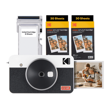 KODAK Mini Shot 2 Retro 4PASS 2-in-1 Instant Camera and Photo Printer (2.1x3.4 inches) + 68 Sheets Bundle, White