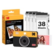 KODAK Mini Shot 2 Retro 4PASS 2-in-1 Instant Camera and Photo Printer 2.1x3.4 inches + 38 Sheets Bundle, Yellow