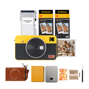 KODAK Mini Shot 2 Retro 4PASS 2-in-1 Instant Camera and Photo Printer (2.1x3.4 inches) + 68 Sheets Gift Bundle, Yellow