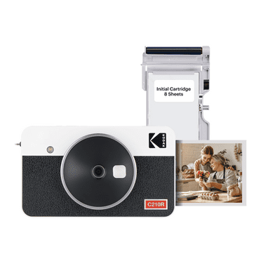KODAK Mini Shot 2 Retro 4PASS 2-in-1 Instant Camera and Photo Printer (2.1x3.4 inches) + 8 Sheets, White