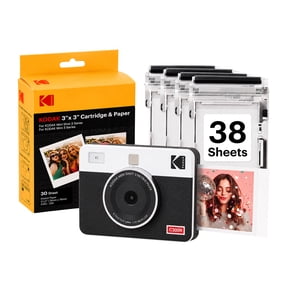 KODAK Mini Shot 3 Retro 4PASS 2-in-1 Instant Camera and Photo Printer (3x3 inches) + 38 Sheets Bundle, White