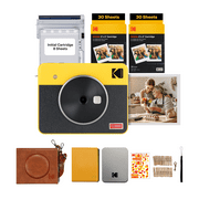 KODAK Mini Shot 3 Retro 4PASS 2-in-1 Instant Camera and Photo Printer (3x3 inches) + 68 Sheets Gift Bundle, Yellow