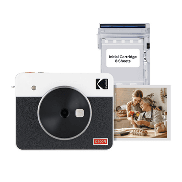 KODAK Mini Shot 3 Retro 4PASS 2-in-1 Instant Camera and Photo Printer (3x3 inches)   8 Sheets, White