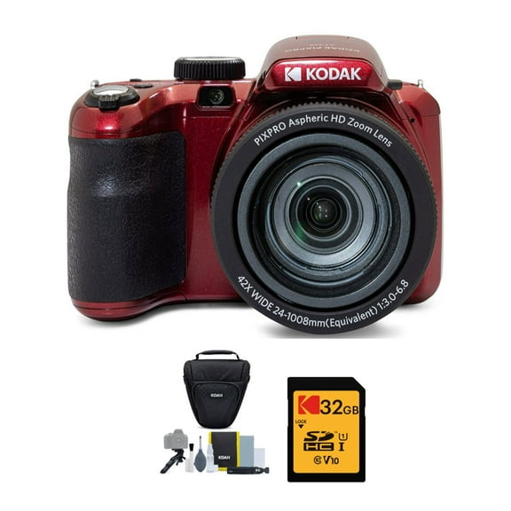 KODAK PIXPRO AZ421 Astro Zoom 16MP Digital Camera (Red) and Accessory Bundle