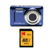 KODAK PIXPRO Friendly Zoom FZ53 Digital Camera (Blue) with 16GB Card Bundle
