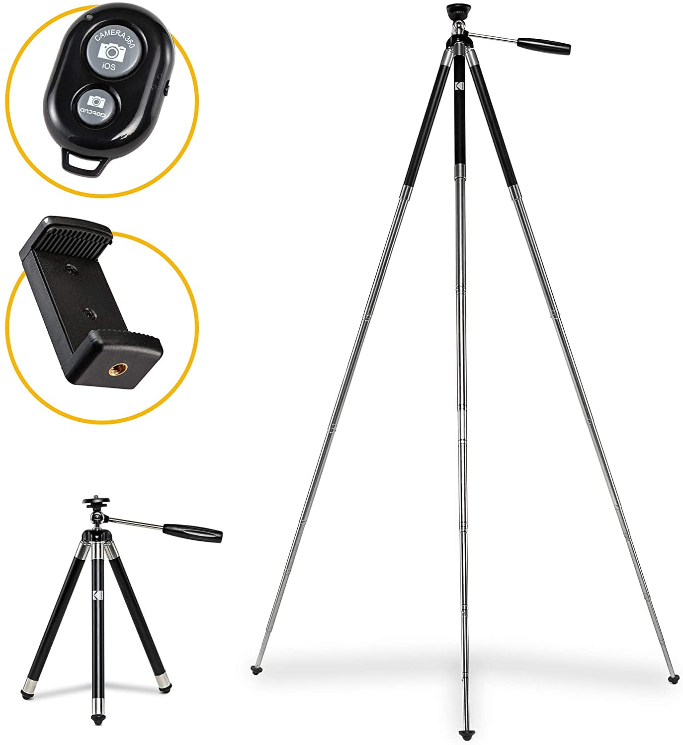 KODAK PhotoGear 42” Travel Tripod for Camera & Phone with Remote, Compact DSLR Tripod Stand