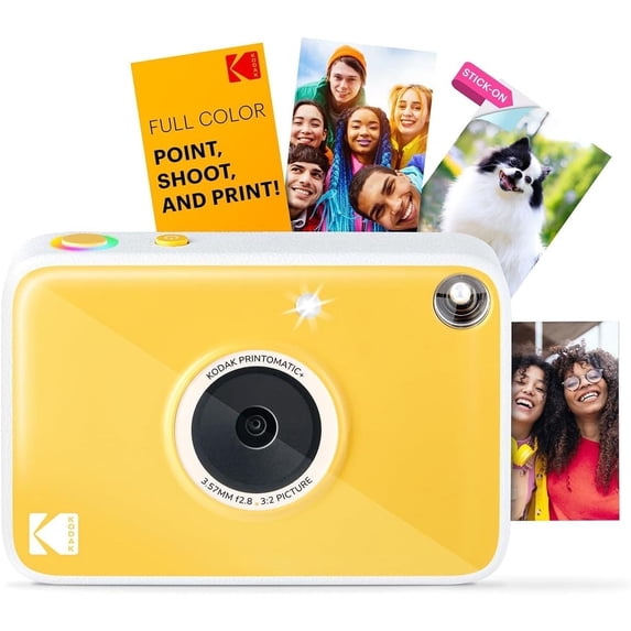 KODAK Printomatic+ Instant Print Camera (Yellow) 10MP, RGB LED, Zink Photo Prints